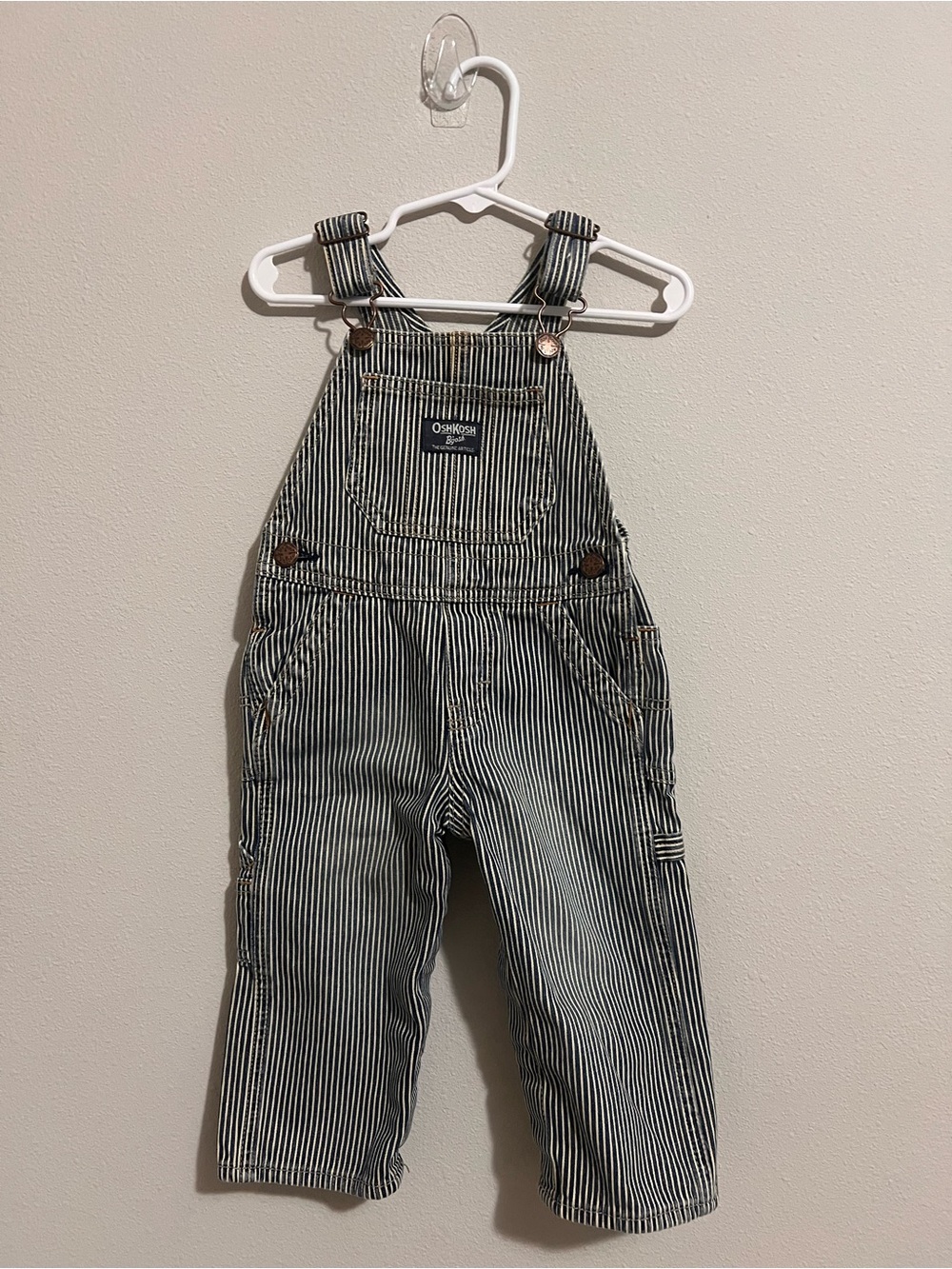 OshKosh B'gosh Navy and White Pinstripe Overalls